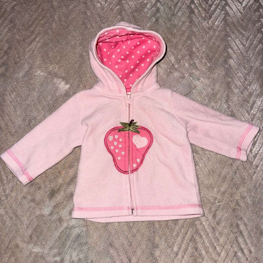 Charming Pink Kids Hoodie with Strawberry Patch